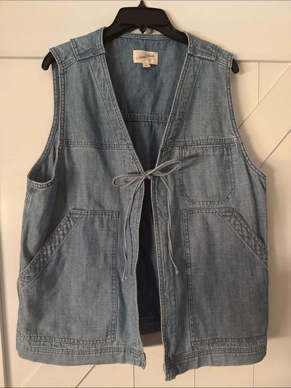 Universal Thread Light Wash Denim Tie-Front Vest